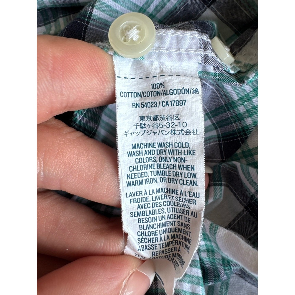 Old Navy The Classic Shirt Teal/White Check Button-Down Long Sleeve Button-Up M - Picture 8 of 8